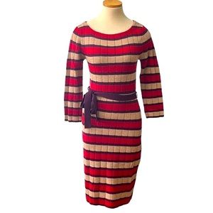 Trina Turk Striped Wool Sweater Dress,  Small